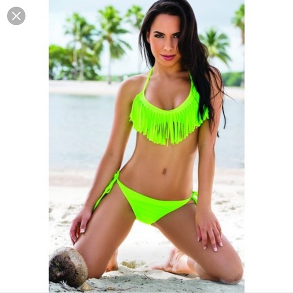 Victoria's Secret Other - Victoria Secret neon green fringe bikini top